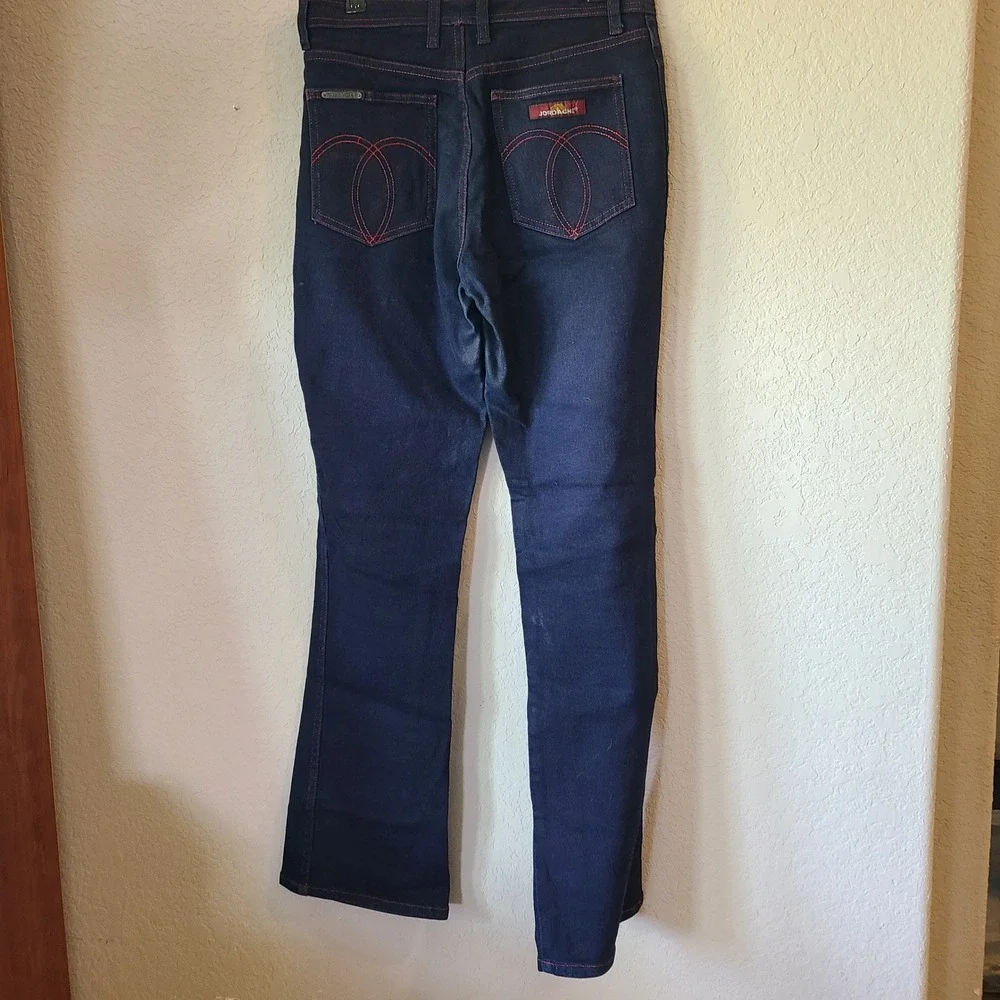 Vintage Jordache Womens 29 Dark Wash Glitter Red Stitch Jeans Denim Pants Dark‎